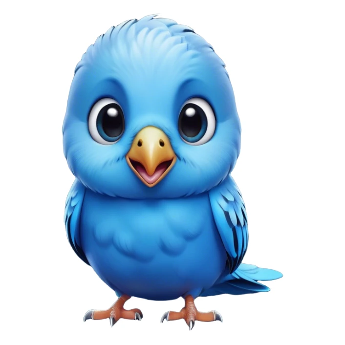 Cinematic Comical Blue Budgie Portrait Emoji, Head tilted dramatically with an exaggeratedly amused expression, featuring a striking blue feathered fur with a glossy finish, wide, expressive dark eyes filled with playful disbelief, Simplified yet hilariously expressive features, highly detailed, glowing with a slightly sassy glow, high shine, dramatic yet playful, stylized with an air of cheeky mischief, bright and endearing, soft glowing outline, capturing the essence of a spirited and over-the-top budgie, so meme-worthy it feels like it could side-eye its way into internet fame instantly! sticker