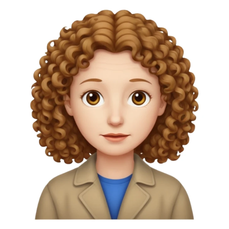 really long hair light brown curly pale skin middle age sticker