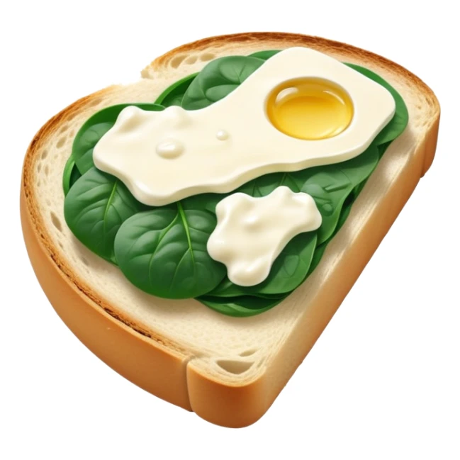 sourdough bread slice with cream cheese and spinach on top  sticker