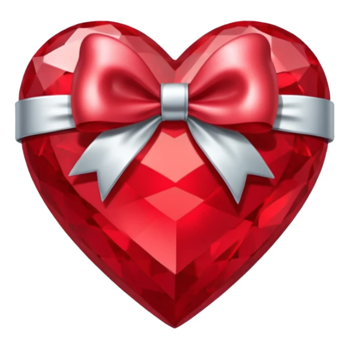 jeweled heart with a silver bow and heart pattern on the bow sticker