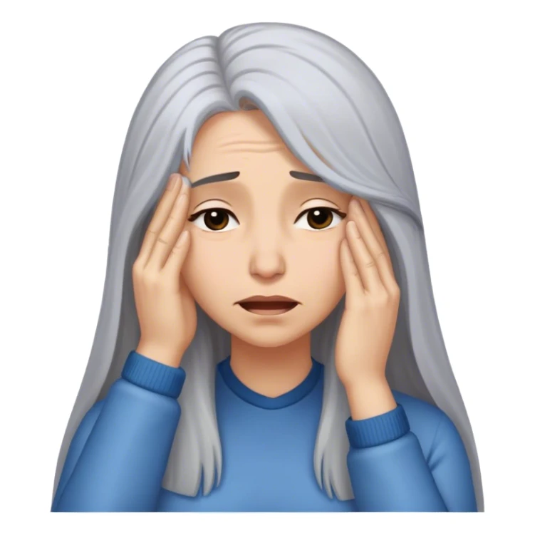 Lady with long gray hair doing face palm sticker
