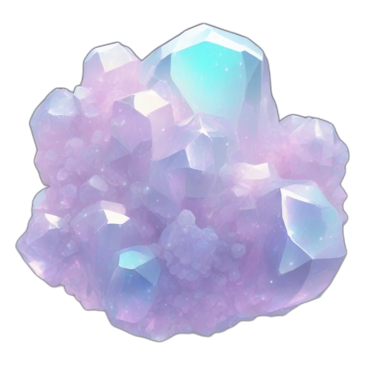 glossy Pastel whitish iridescent glass nebula crystal clusters sticker