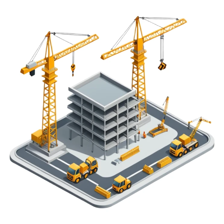 isometric construction site of cathay airport sticker