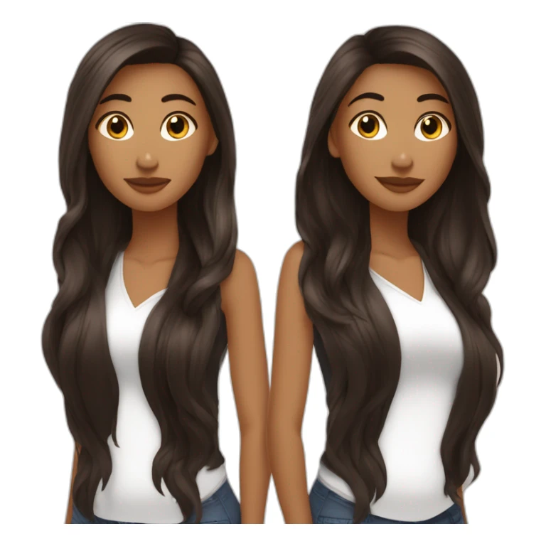 deux soeur noir a coter au cheveux long brun sticker