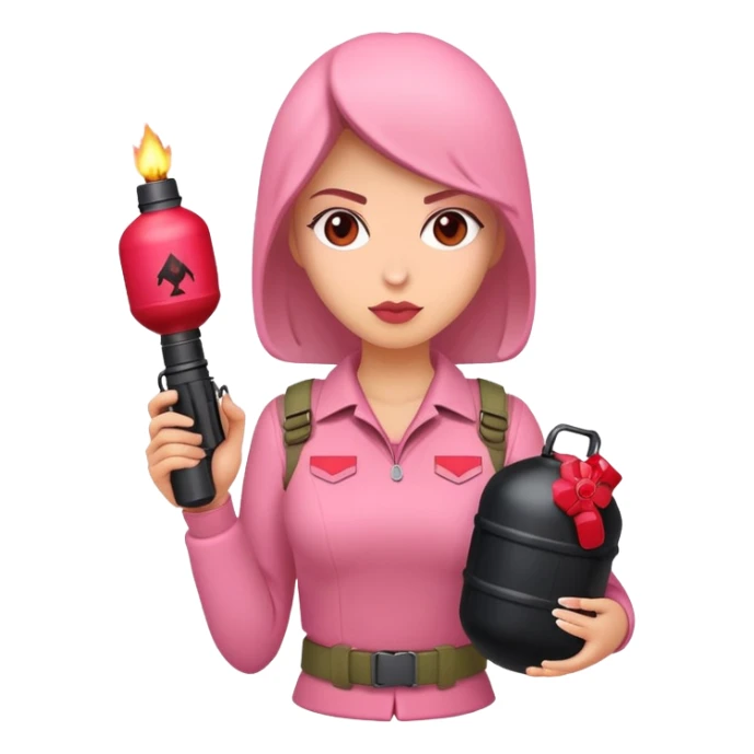 Woman bomb grenade pink red sticker