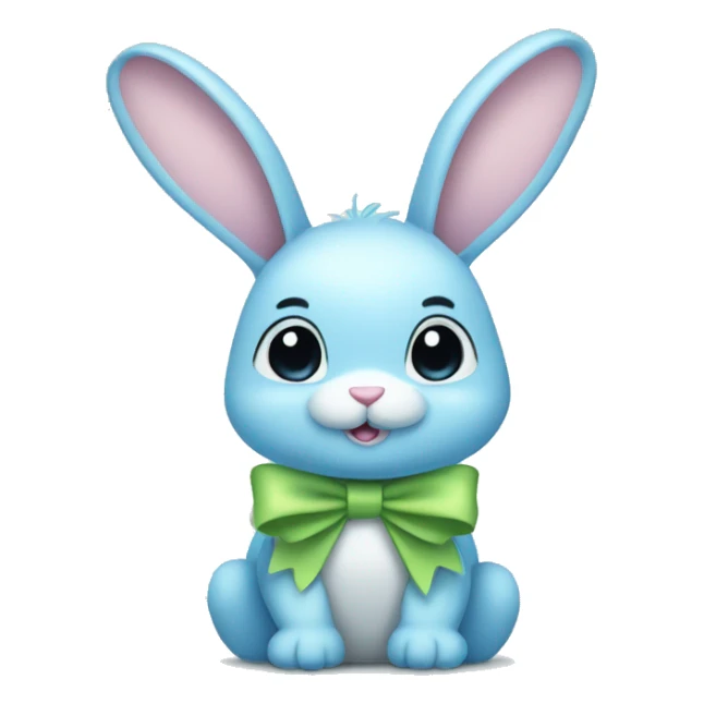 Light blue bunny, wearing a light green bow sticker