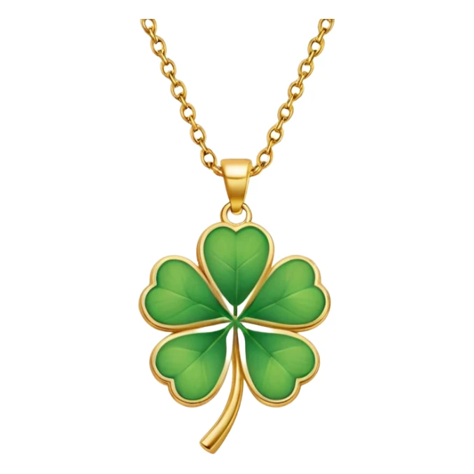 Lucky clover charm necklace – green four-leaf clover.
 sticker