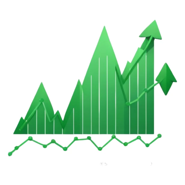 stock market chart with upward trend sticker
