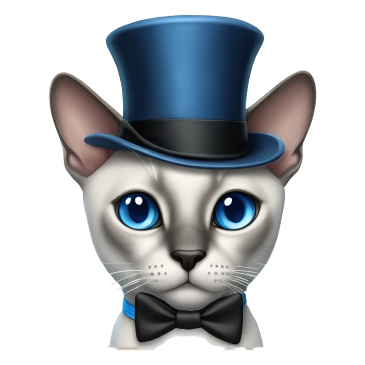 Blue point Siamese cat with blue eyes wearing a monocle and top hat sticker