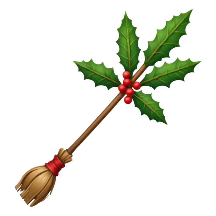 Witches broomstick with holly on it sticker