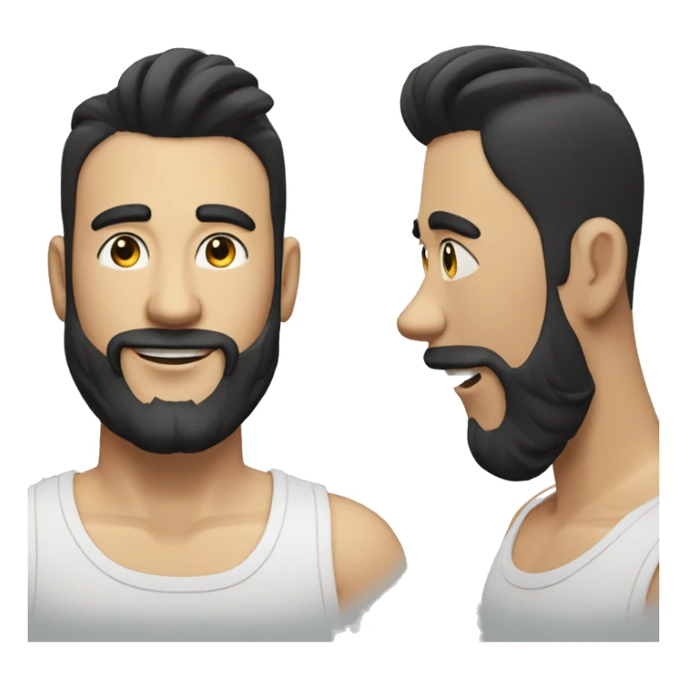 light complexion happy bearded man with black hair high fade combover sticker