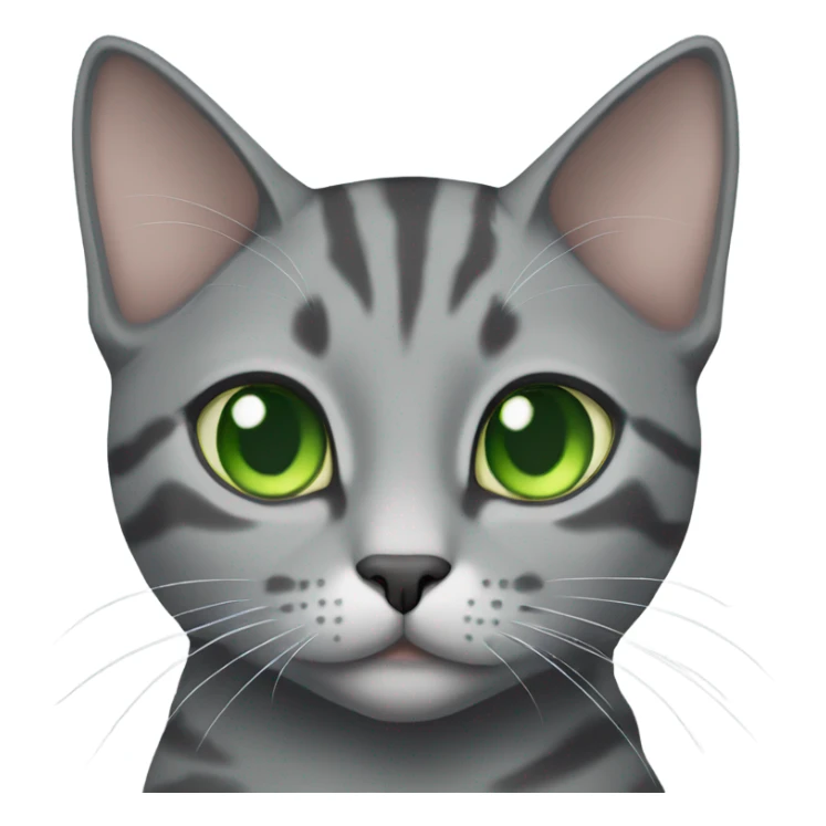 Gray domestic shorthair cat with green eyes  sticker