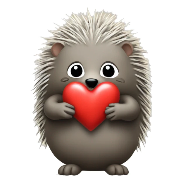 porcupine with a heart in hands sticker