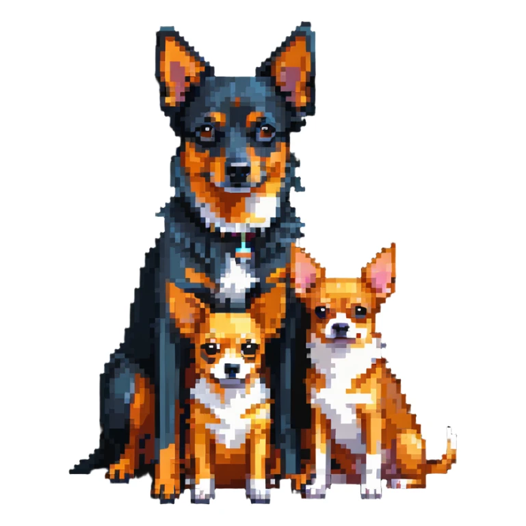 two shepherd dogs and a miniature pinscher Chihuahua together sticker