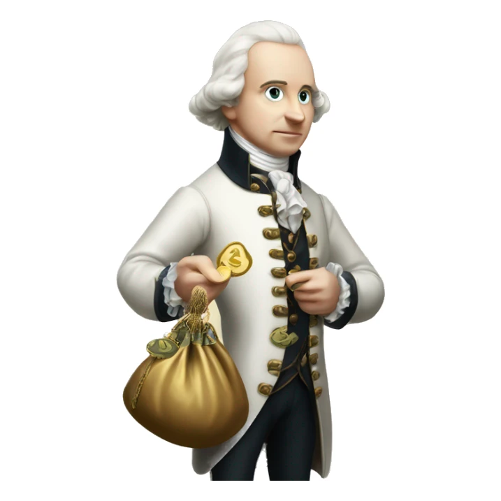 white aristocrat XVIII century with money bag in his hands sticker