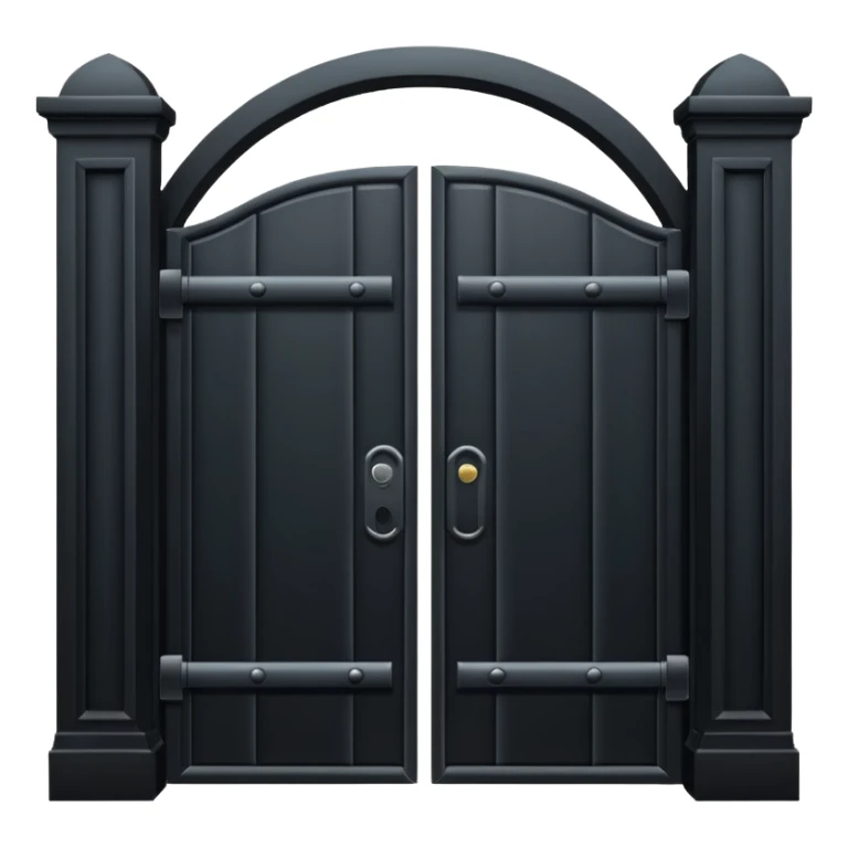 iOS emoji, minimal dark gate, sealed door, flat design sticker