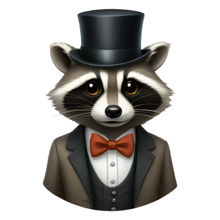 raccoon with bow tie and top hat and monocle  sticker