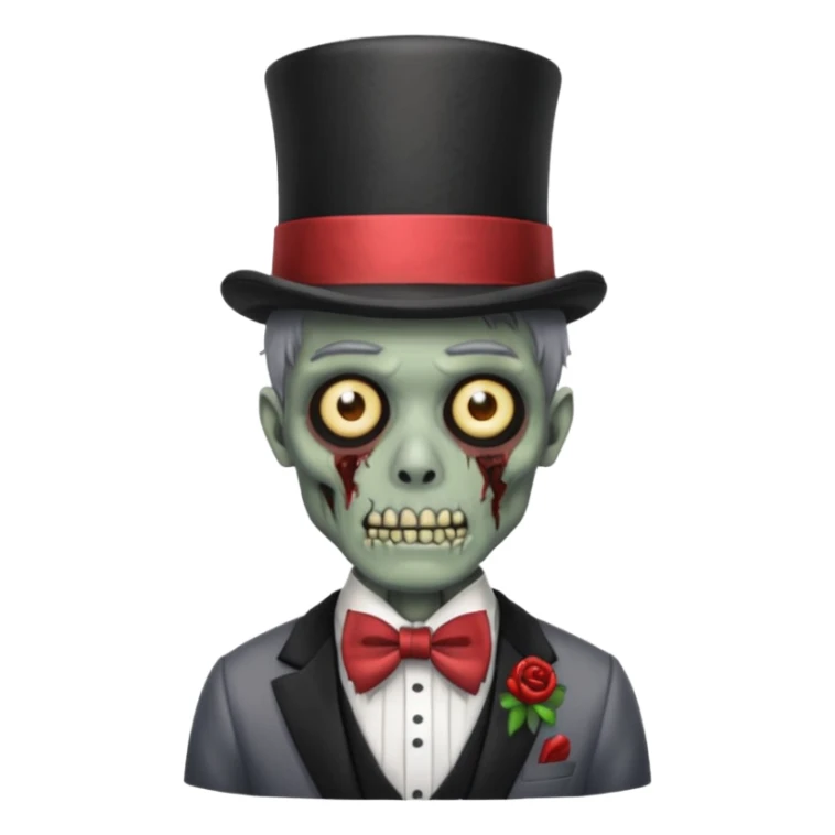 zombie apnda with bow tie and top hat sticker