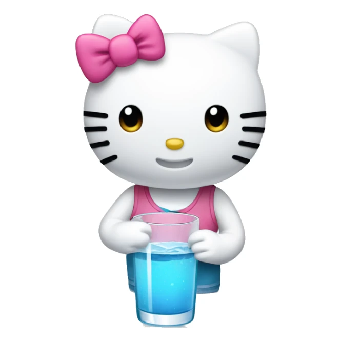Hello kitty holding glass of water  sticker