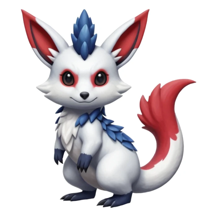 Scaly furry cute realistic painted smooth glossy Zangoose-Salandit-Minccino-Absol-fusion sticker