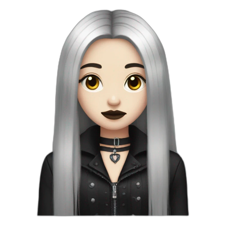 Goth girl long hair middle part sticker