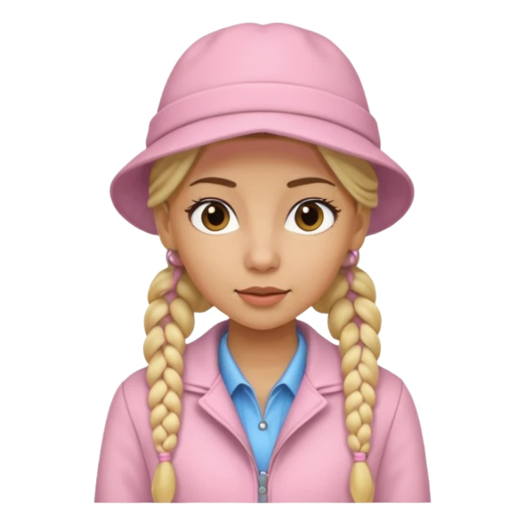 Two blonde braids cowgirl with soft pink hat and jacket sticker