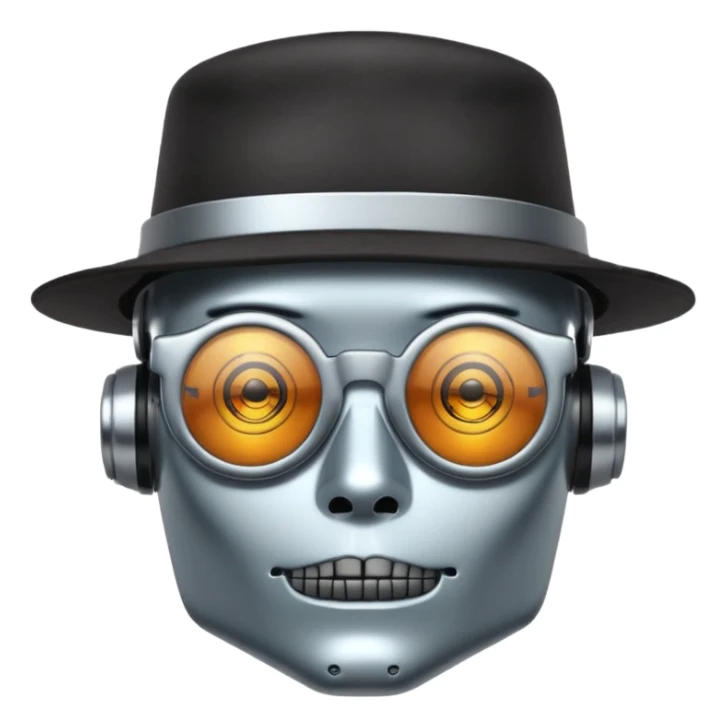 tattoed robot with hat and glasses sticker