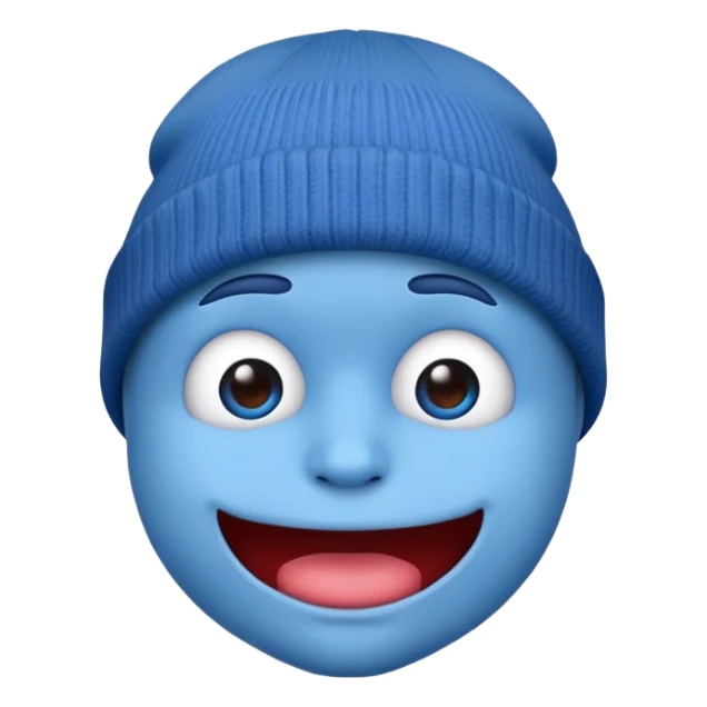 Blue Skin emoji with mouth to with Beanie  sticker
