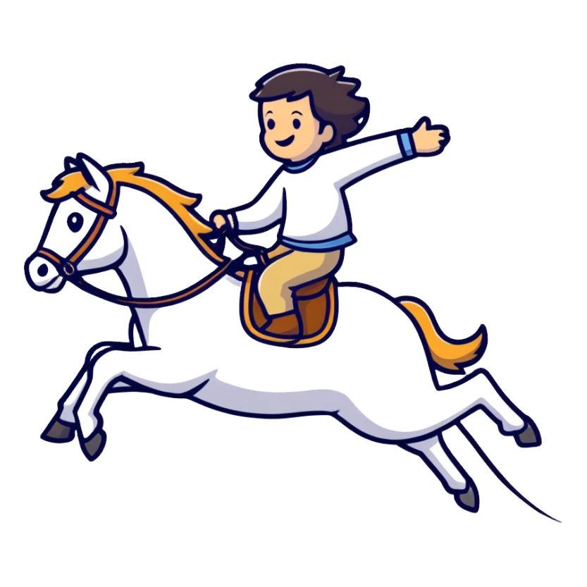 person riding a horse jumping over a dog sticker