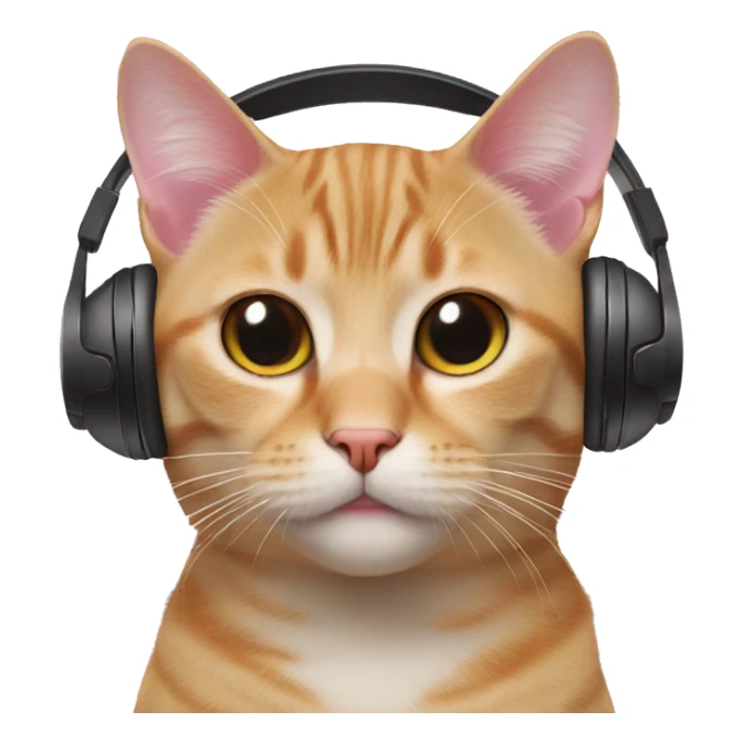 cat with pink head phones sticker