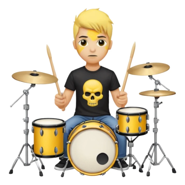drummer with yellow skin at drum kit sticker