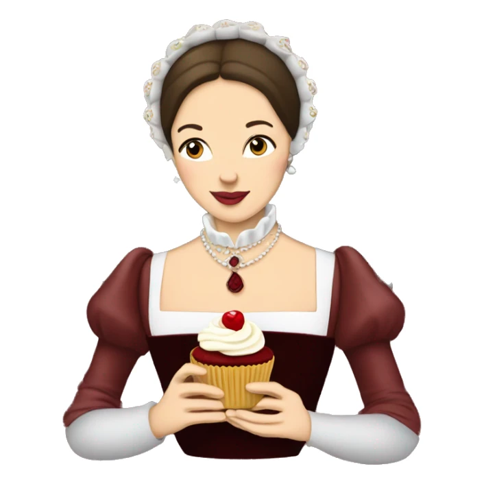 anne boleyn eating a red velvet cupcake sticker