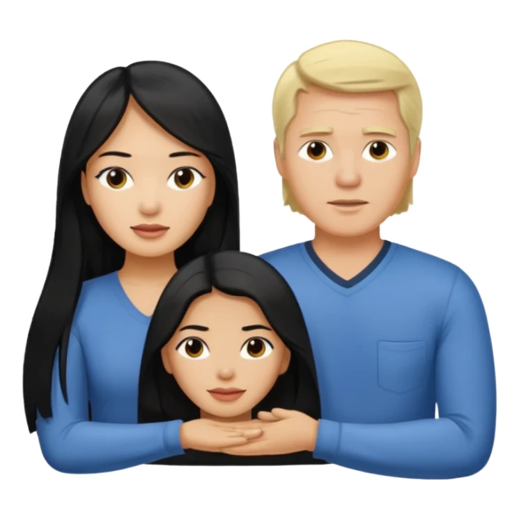 Philippines woman with long hair is massaged from a blond white man sticker