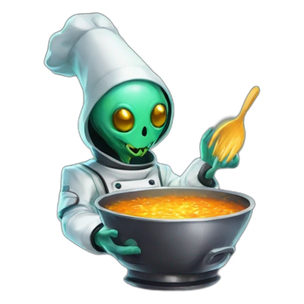 alien chef scifi roguelike rpg style inspired by slay the spire digital art sticker