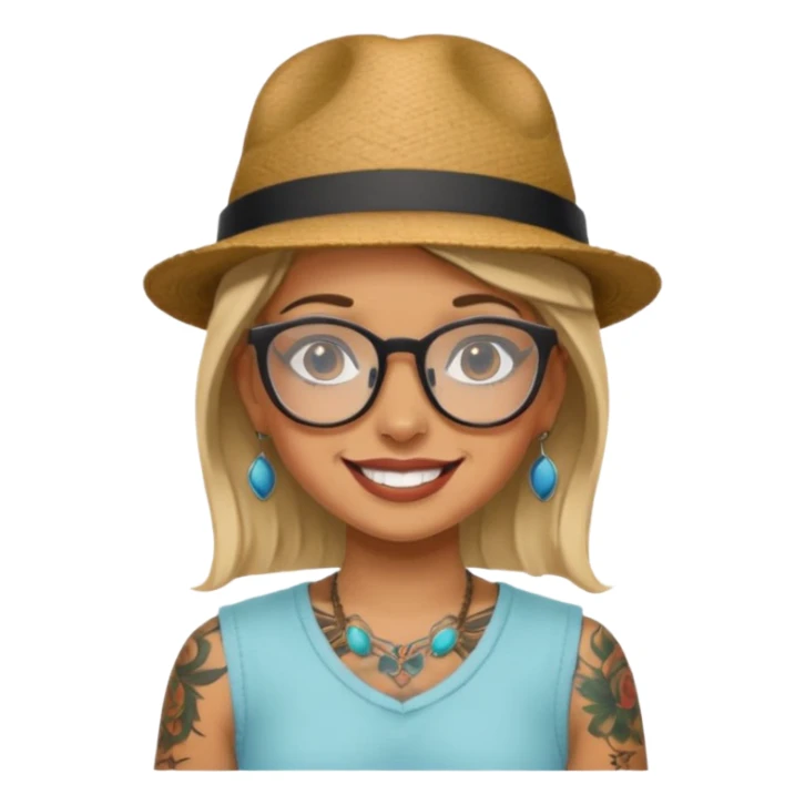 tattooed girl with hat and glasses sticker