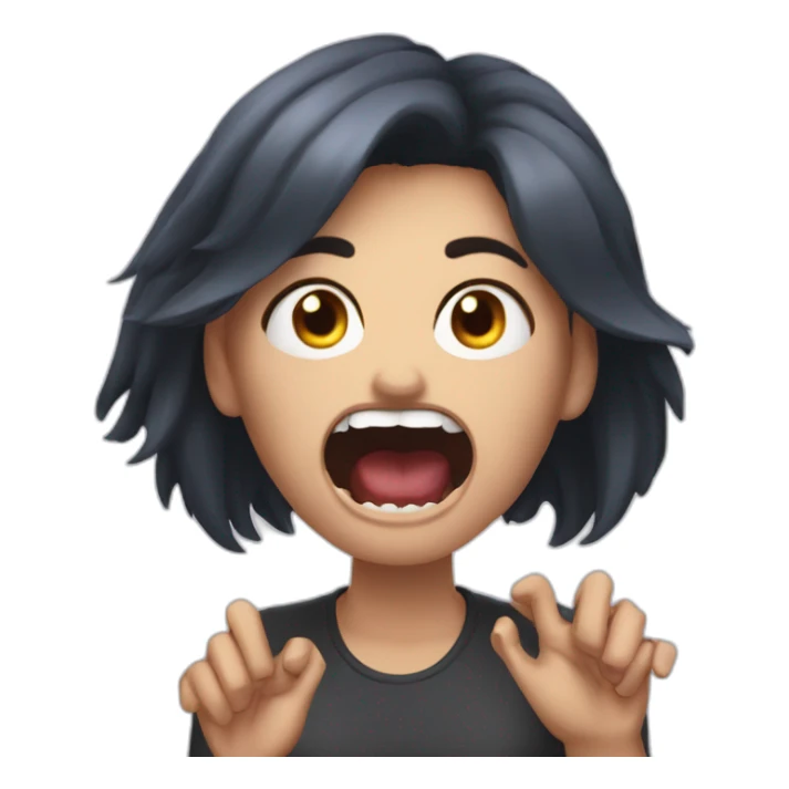 A woman acting like a monster with her hand and her face says grrr. Both hands are visible !  sticker