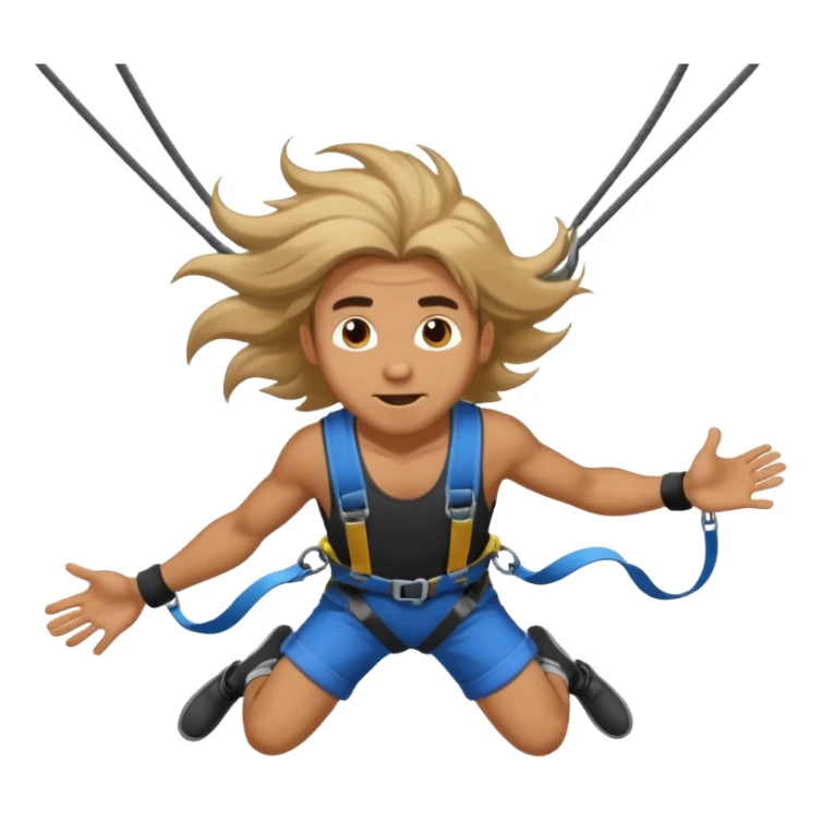 bungee jumping man face only with flying long hair sticker