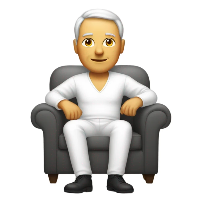 white and white outfit middle age person sitting in sofa sticker