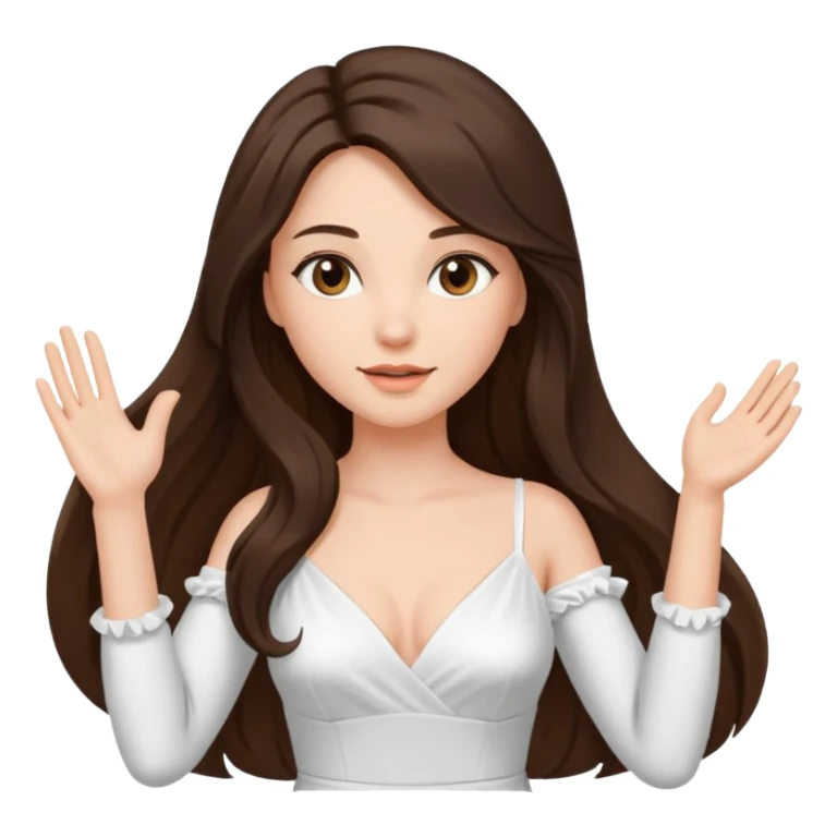 Beautiful brunette lady sexy with raised hand long hair sticker