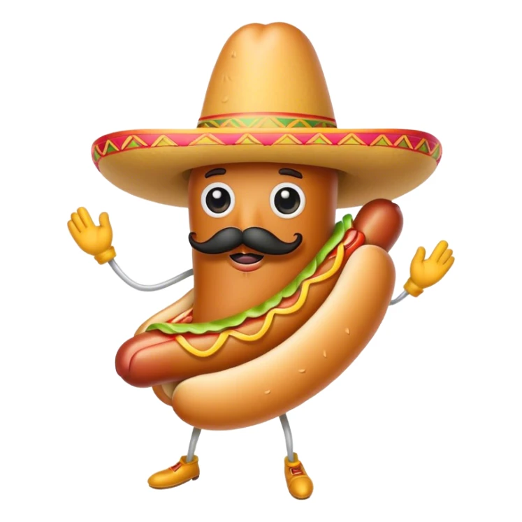 Hot dog with mustache and sumbrero sticker
