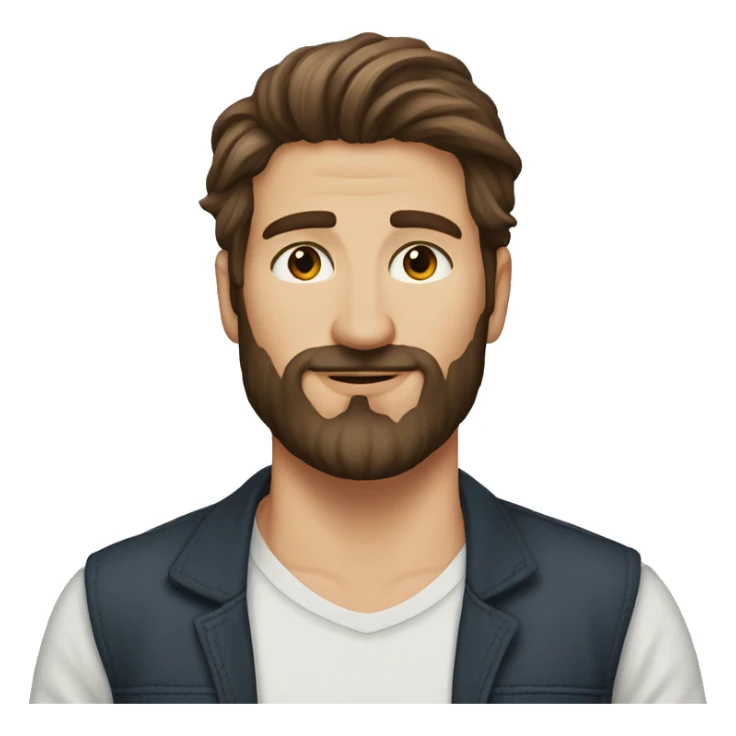 Make changes to this picture instead of brown haired man make it darker brown hair and beard portrait sticker