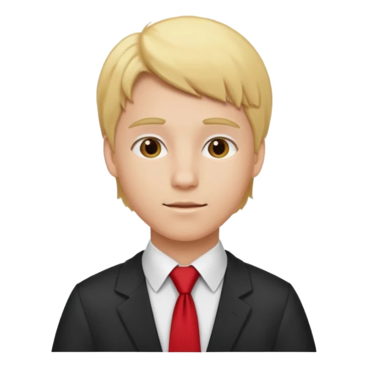 graduate student with red tie and blonde hair sticker