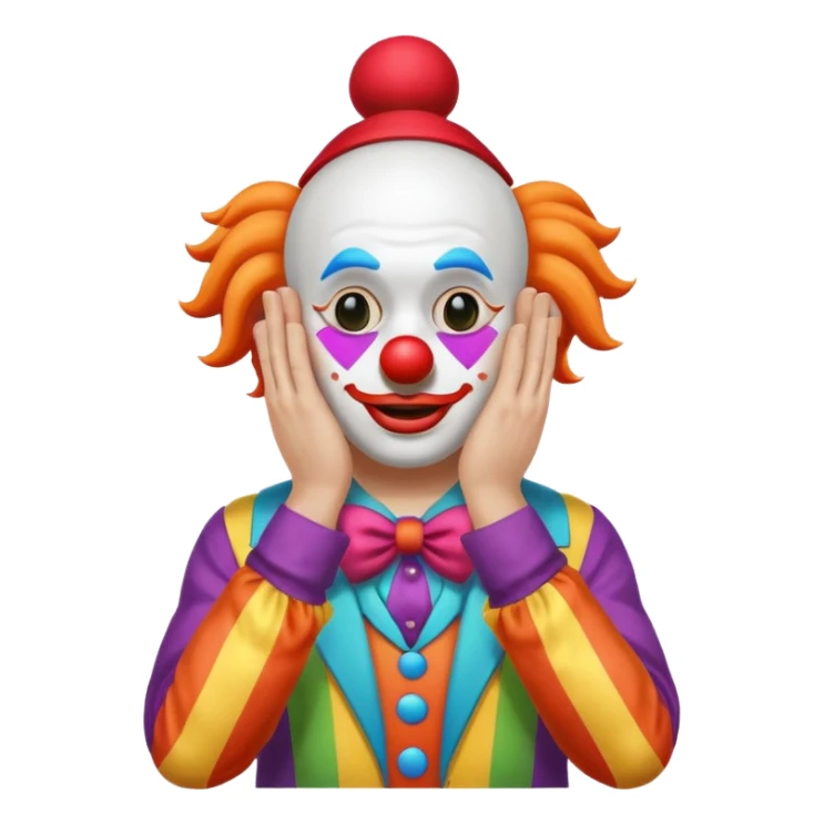 Clown covering eyes but showing butt sticker