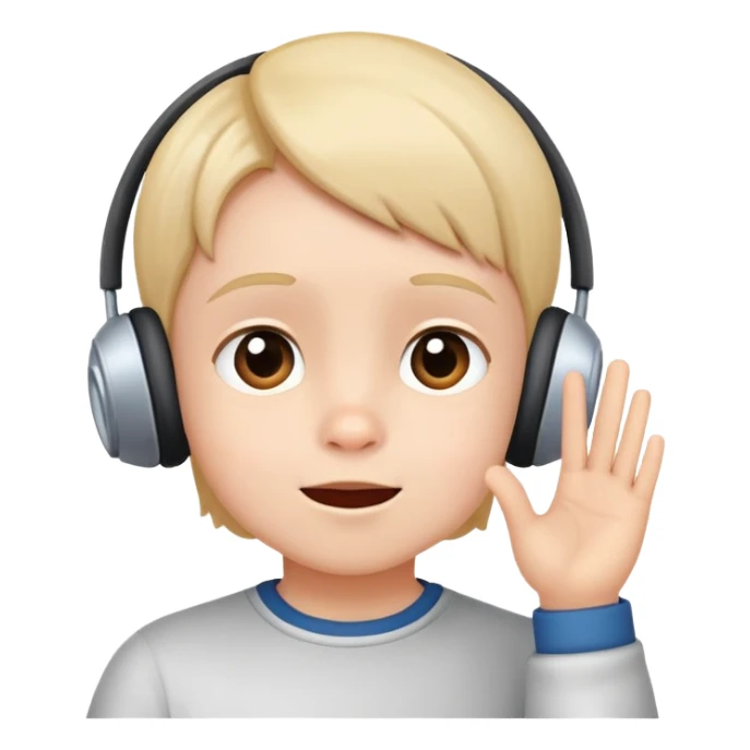 child listening attentively, hand to ear, cheerful and focused sticker