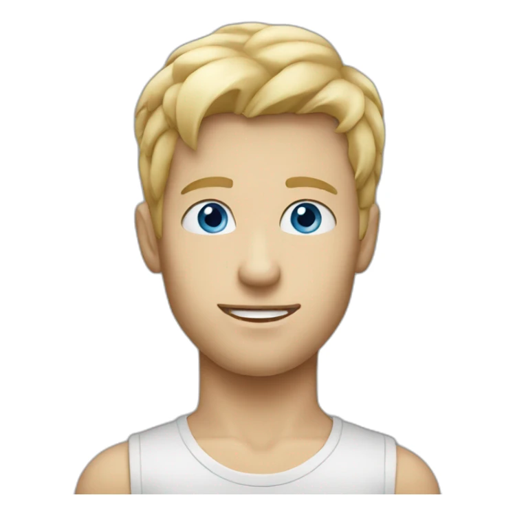 Blond man blue eyes eating big hazelnut sticker