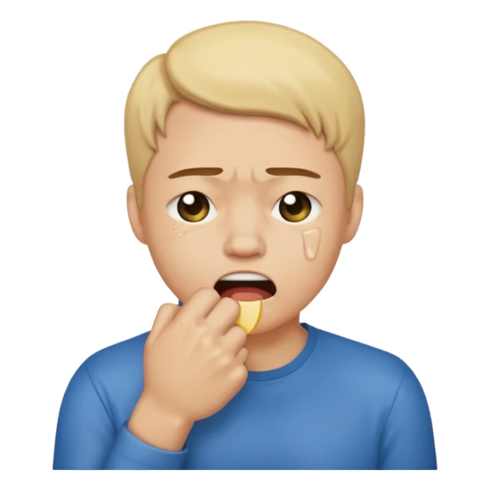 Crying emoji with fist covering mouth sticker