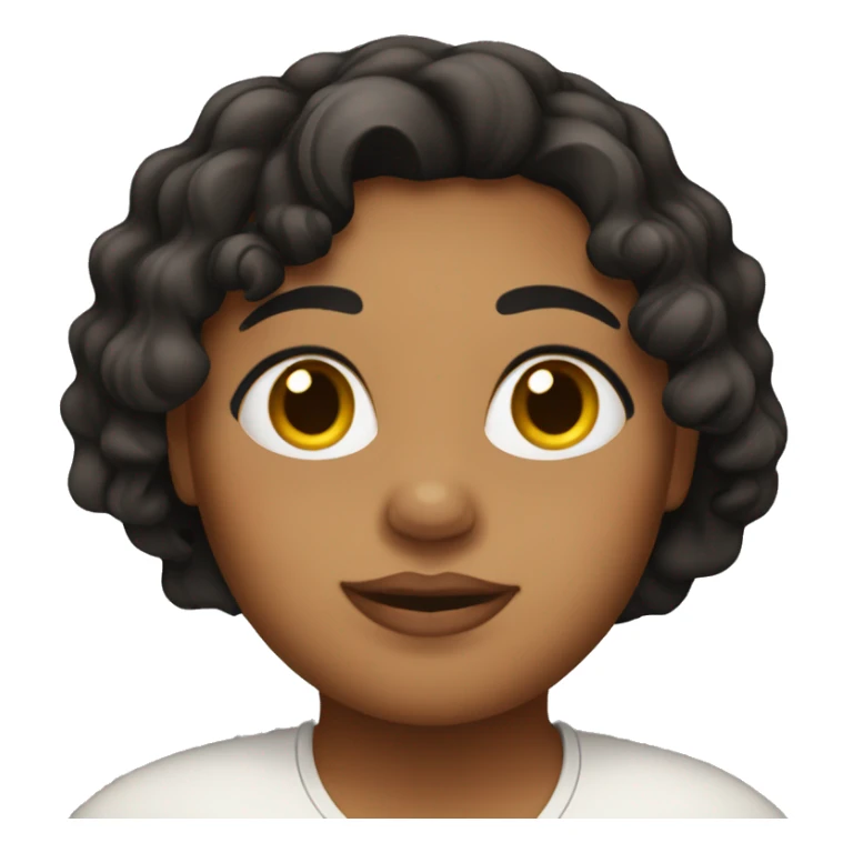 Brown-skinned, female, obese, with black wavy hair. sticker