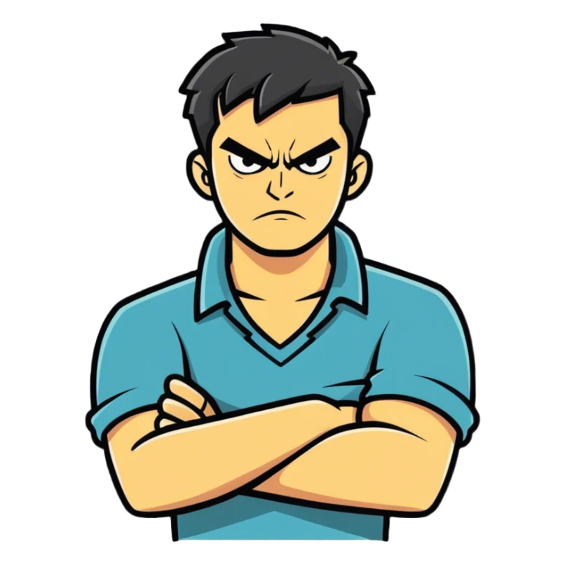 Arms crossed on neck of an angry guy sticker