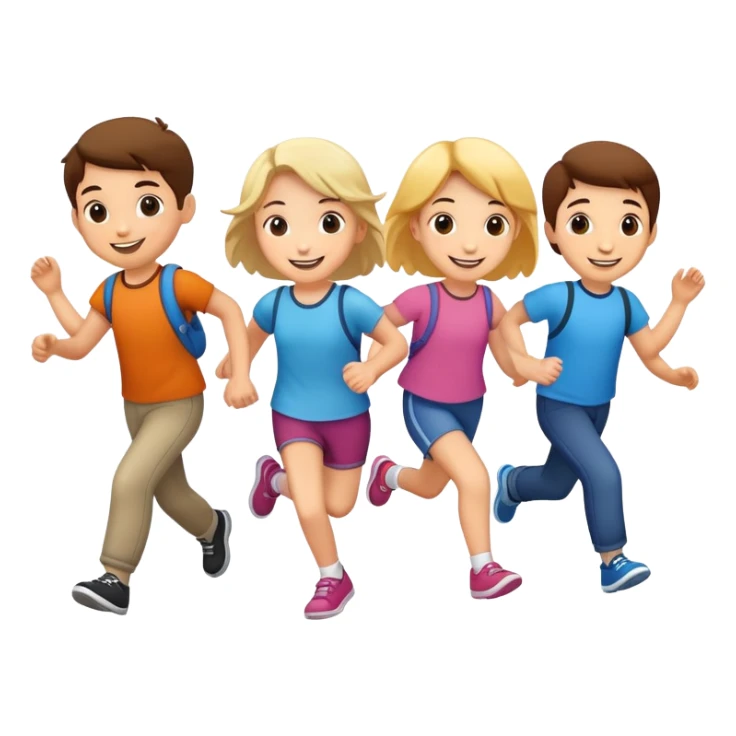 group of children skipping together, fun and friendly sticker
