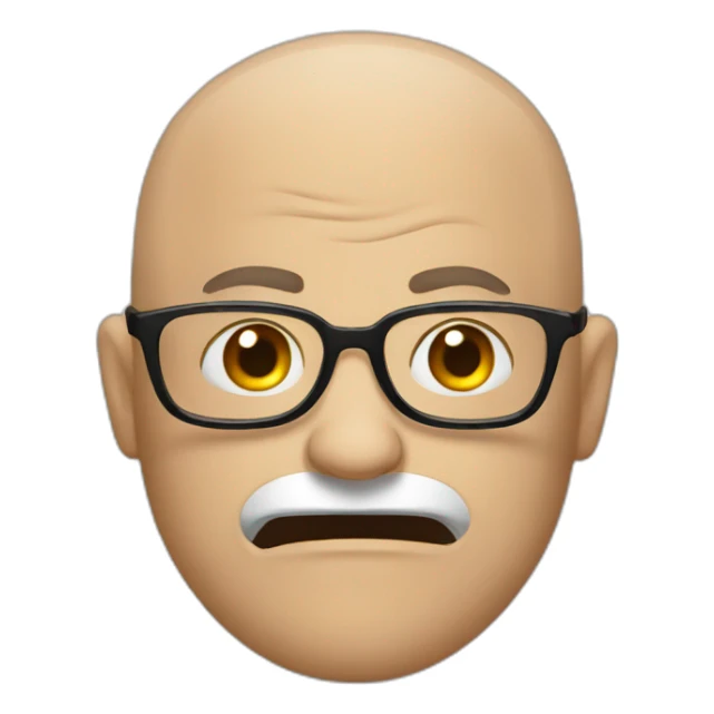 angry bald male with thick black glasses sticker